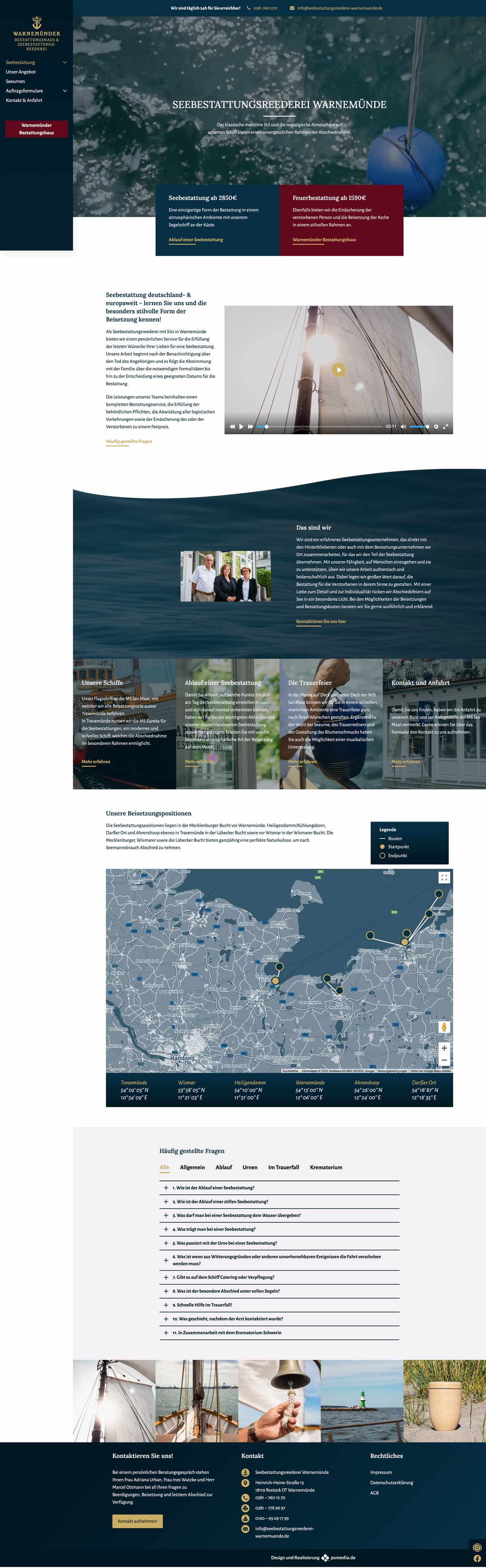Webdesign für eine Seebestattung — Website