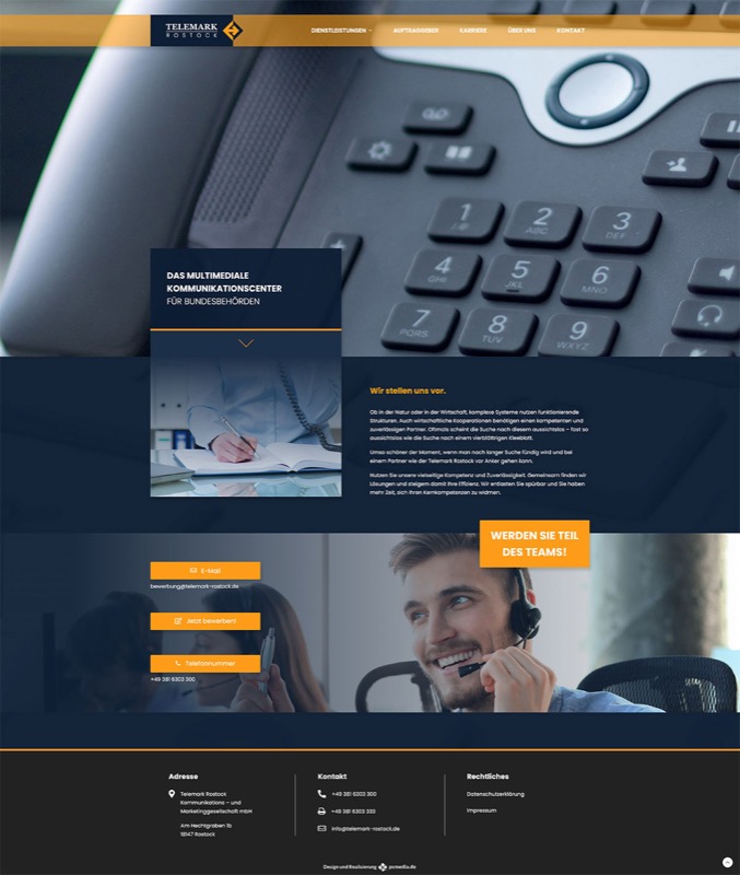 Moderne Webseite für Telemark Rostock