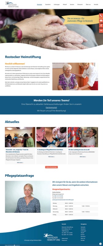 Website für die Rostocker Heimstiftung