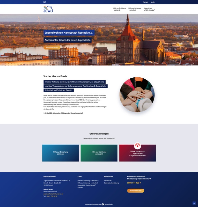 Moderne Website für Jugendwohnen Rostock