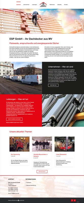 Webdesign für einen Dachdecker
